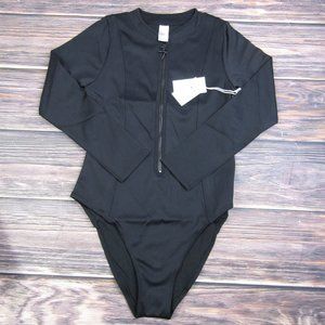Good American NEW XL Size 4 Black Zip Up Compression Swim Suit One Piece